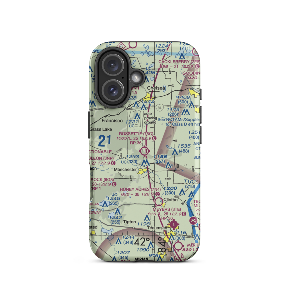 Rossettie Airport (75G) VFR Sectional  Tough iPhone Case iPhone 16 model shown