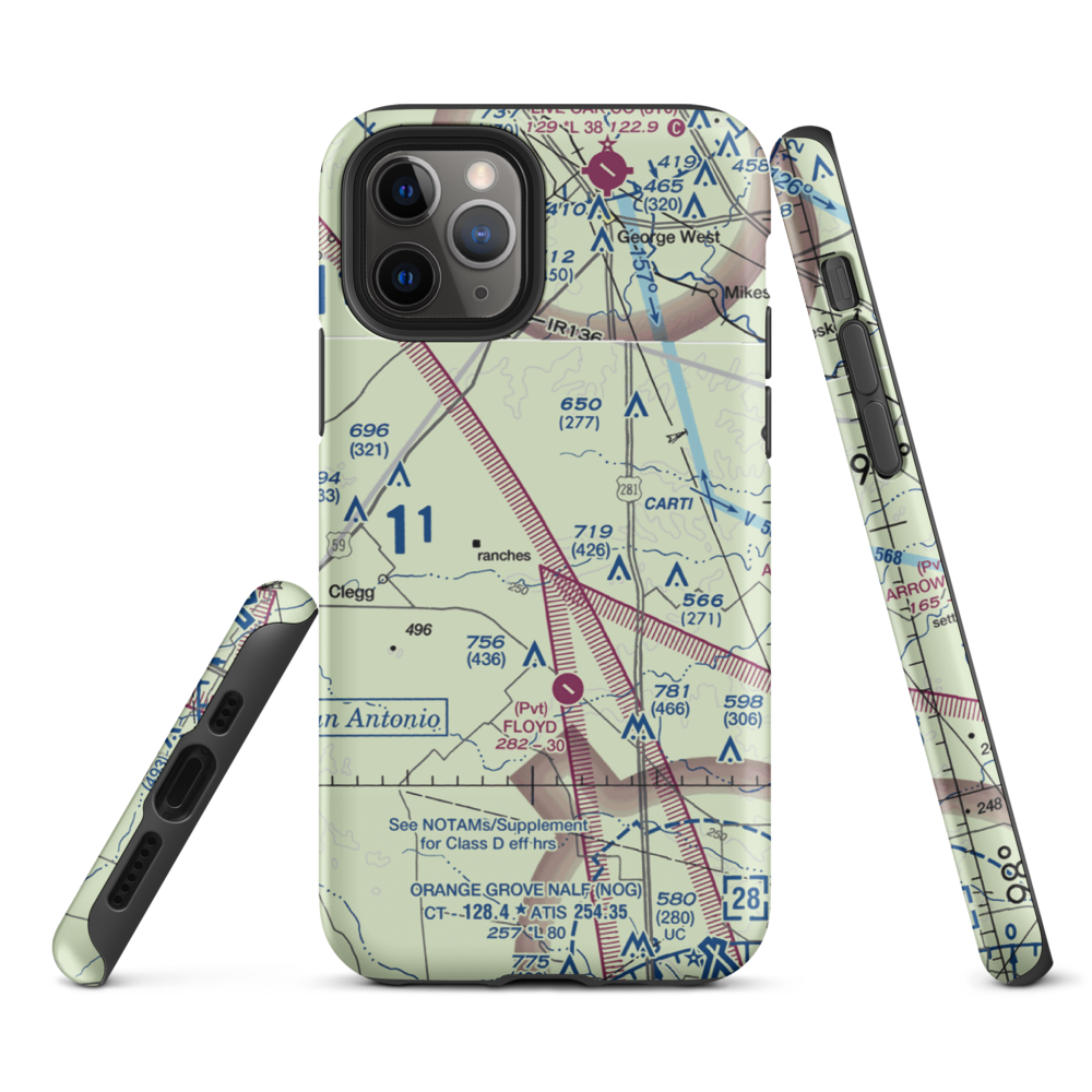 Rossler Ranch Airport (59TS) VFR Sectional  Tough iPhone Case iPhone 11 Pro model shown