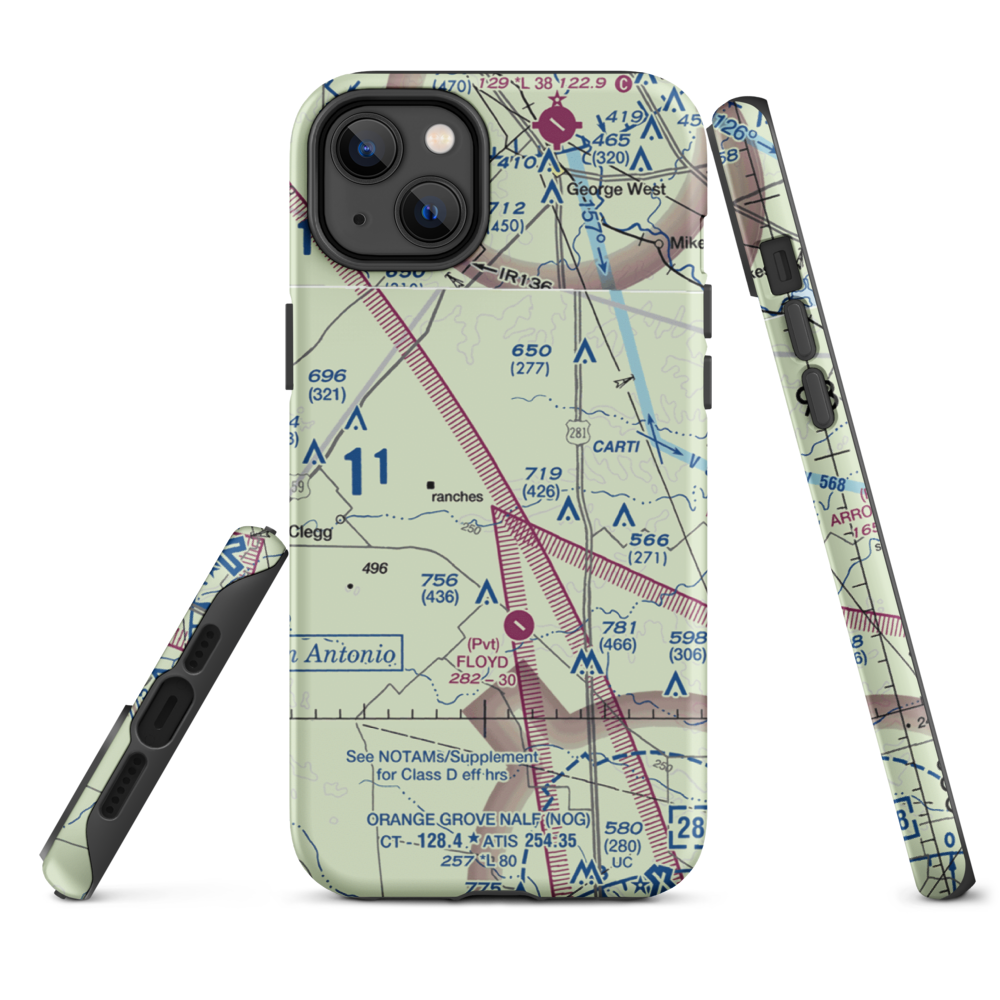 Rossler Ranch Airport (59TS) VFR Sectional  Tough iPhone Case iPhone 14 Plus model shown