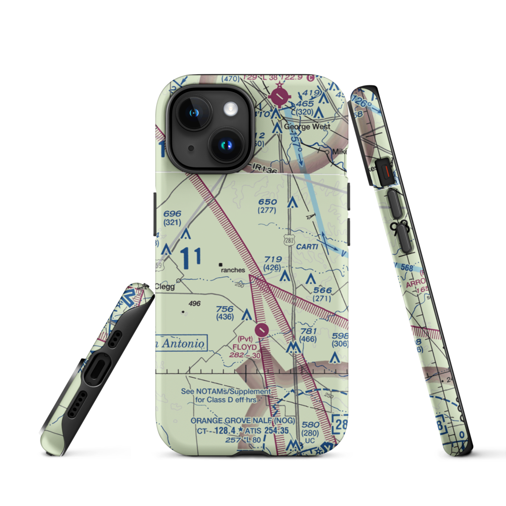 Rossler Ranch Airport (59TS) VFR Sectional  Tough iPhone Case iPhone 15 model shown