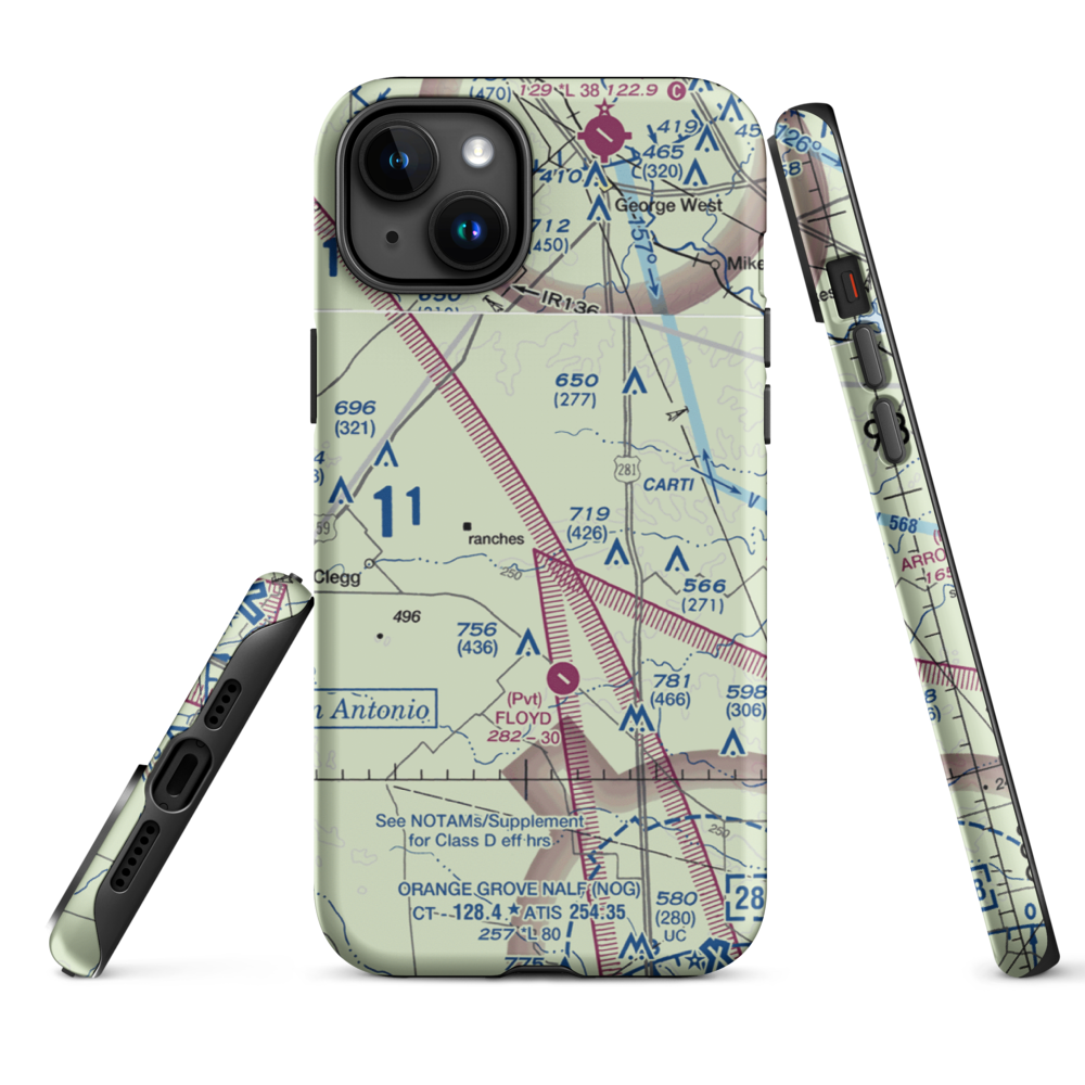 Rossler Ranch Airport (59TS) VFR Sectional  Tough iPhone Case iPhone 15 Plus model shown