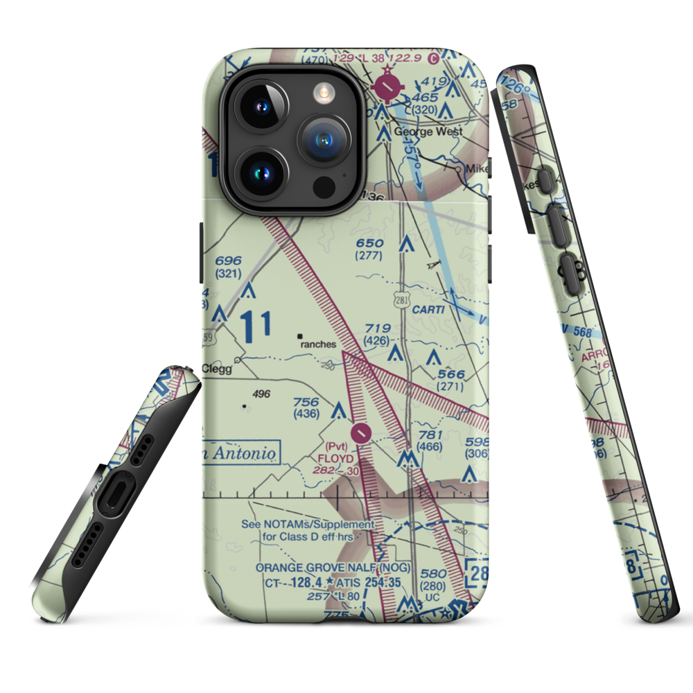 Rossler Ranch Airport (59TS) VFR Sectional  Tough iPhone Case iPhone 15 Pro Max model shown