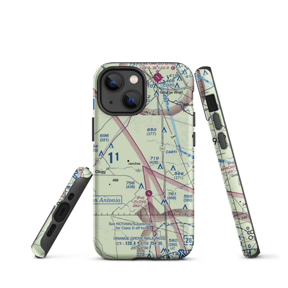 Rossler Ranch Airport (59TS) VFR Sectional  Tough iPhone Case iPhone 13 mini model shown