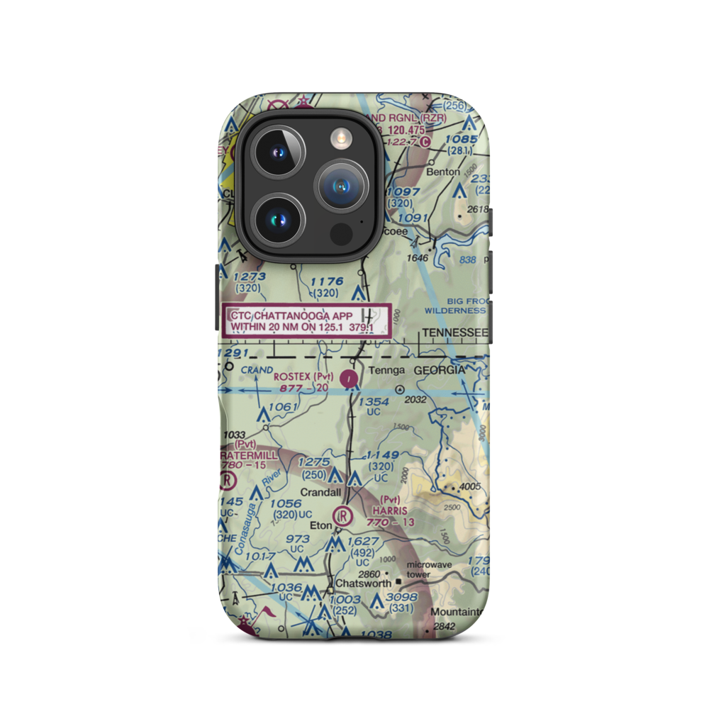 Rostex Airport (55GE) VFR Sectional  Tough iPhone Case iPhone 16 Pro model shown