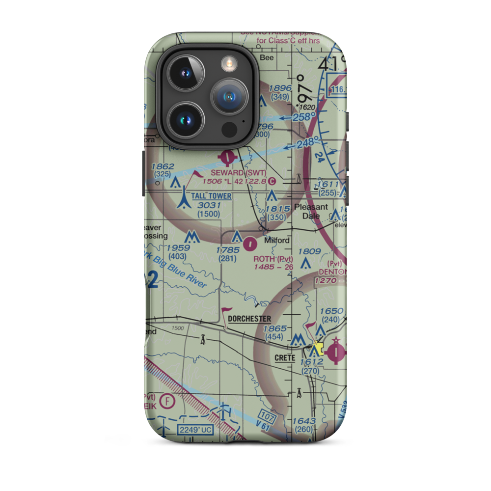 Roth Airport (NE65) VFR Sectional  Tough iPhone Case iPhone 16 Pro Max model shown
