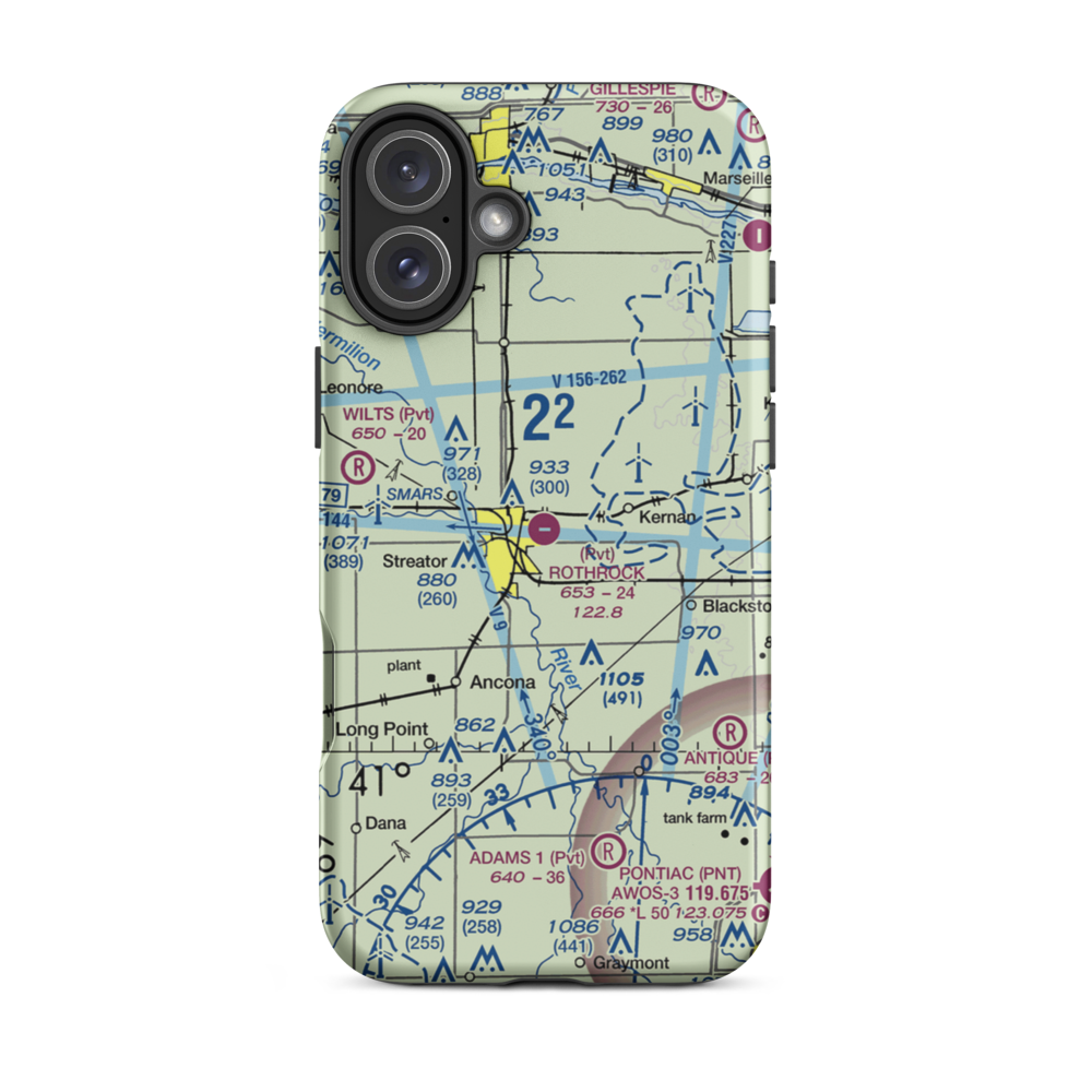 Rothrock Airport (54IL) VFR Sectional  Tough iPhone Case iPhone 16 Plus model shown