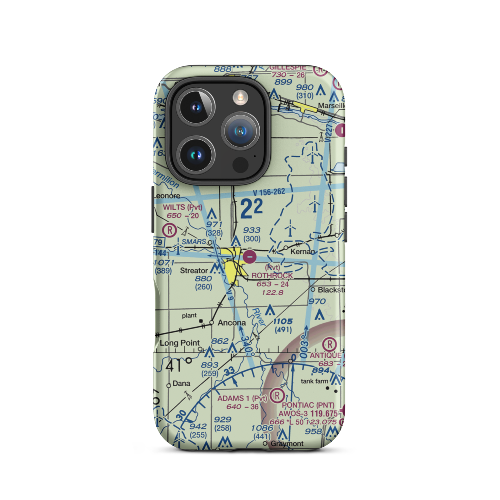 Rothrock Airport (54IL) VFR Sectional  Tough iPhone Case iPhone 16 Pro model shown