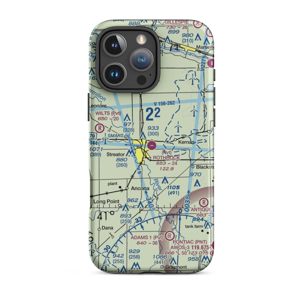 Rothrock Airport (54IL) VFR Sectional  Tough iPhone Case iPhone 16 Pro Max model shown