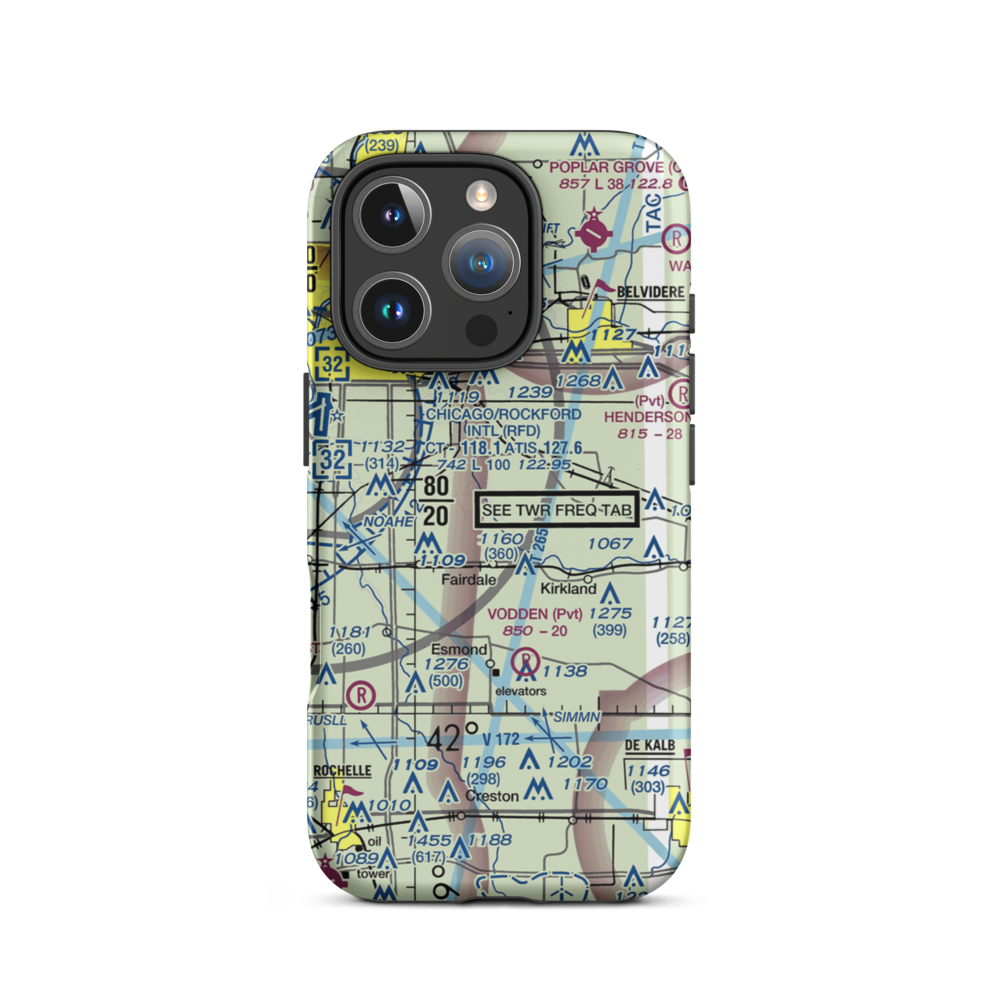 Rotstein Airport (IS59) VFR Sectional  Tough iPhone Case iPhone 16 Pro model shown