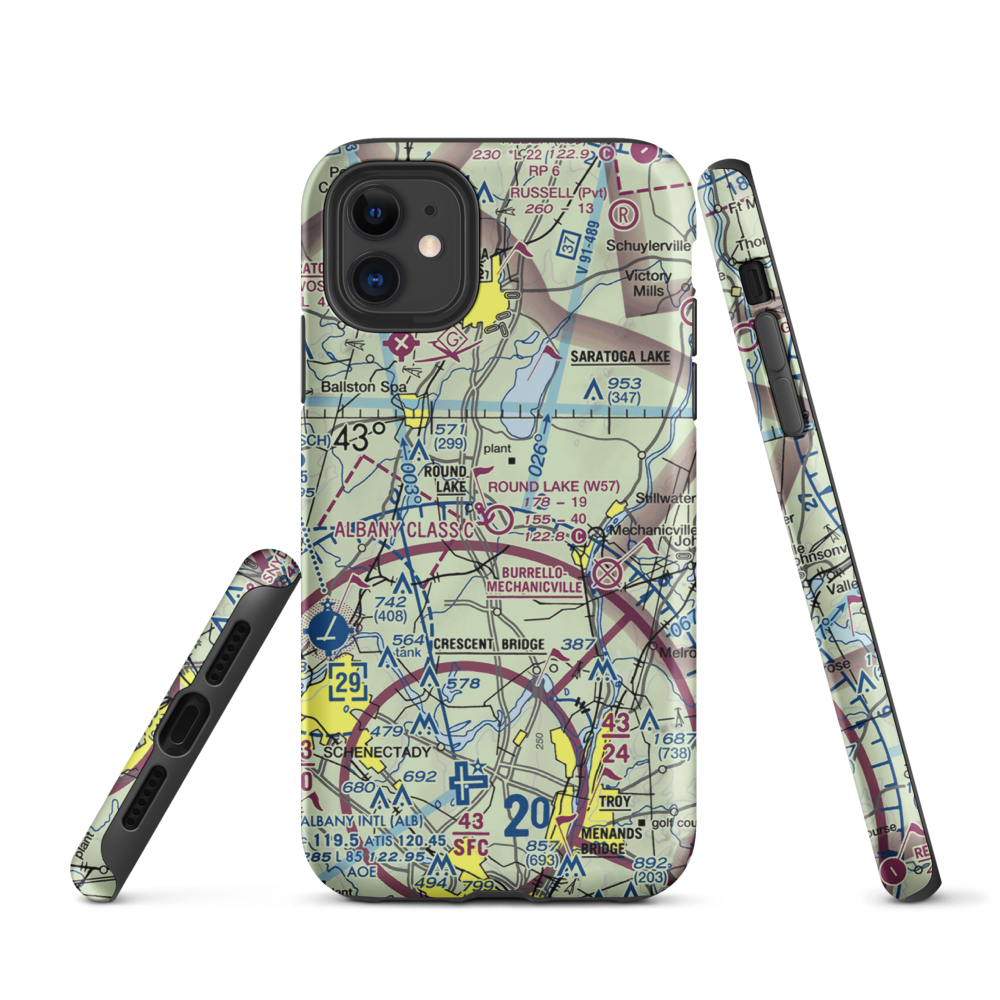 Round Lake Airport and Seaplane Base (W57) VFR Sectional  Tough iPhone Case iPhone 11 model shown