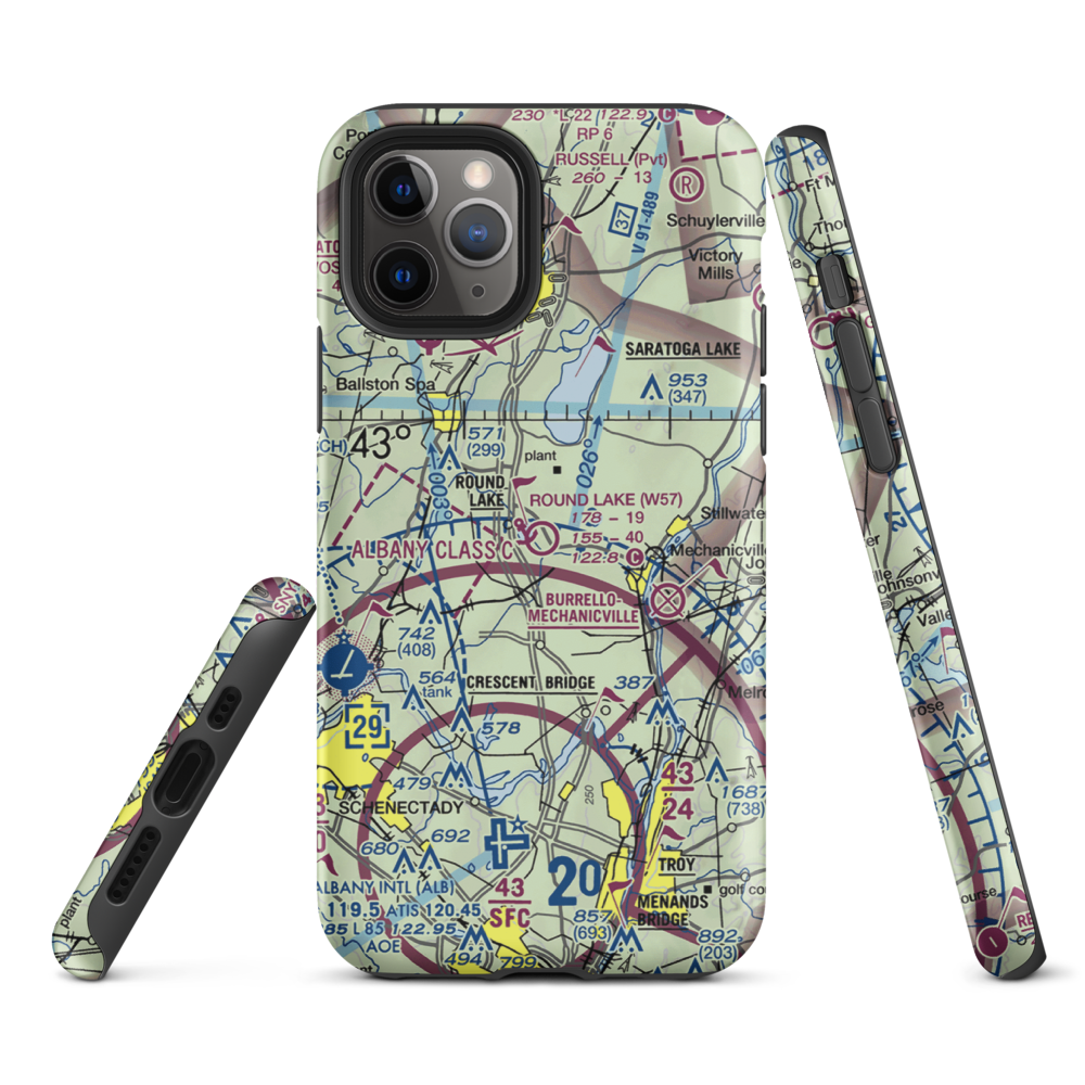 Round Lake Airport and Seaplane Base (W57) VFR Sectional  Tough iPhone Case iPhone 11 Pro model shown