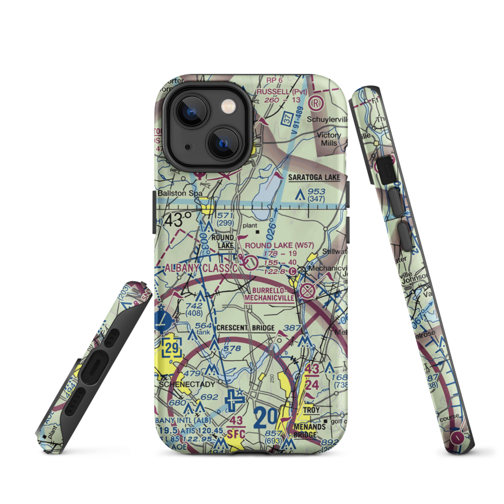 Round Lake Airport and Seaplane Base (W57) VFR Sectional  Tough iPhone Case iPhone 14 model shown