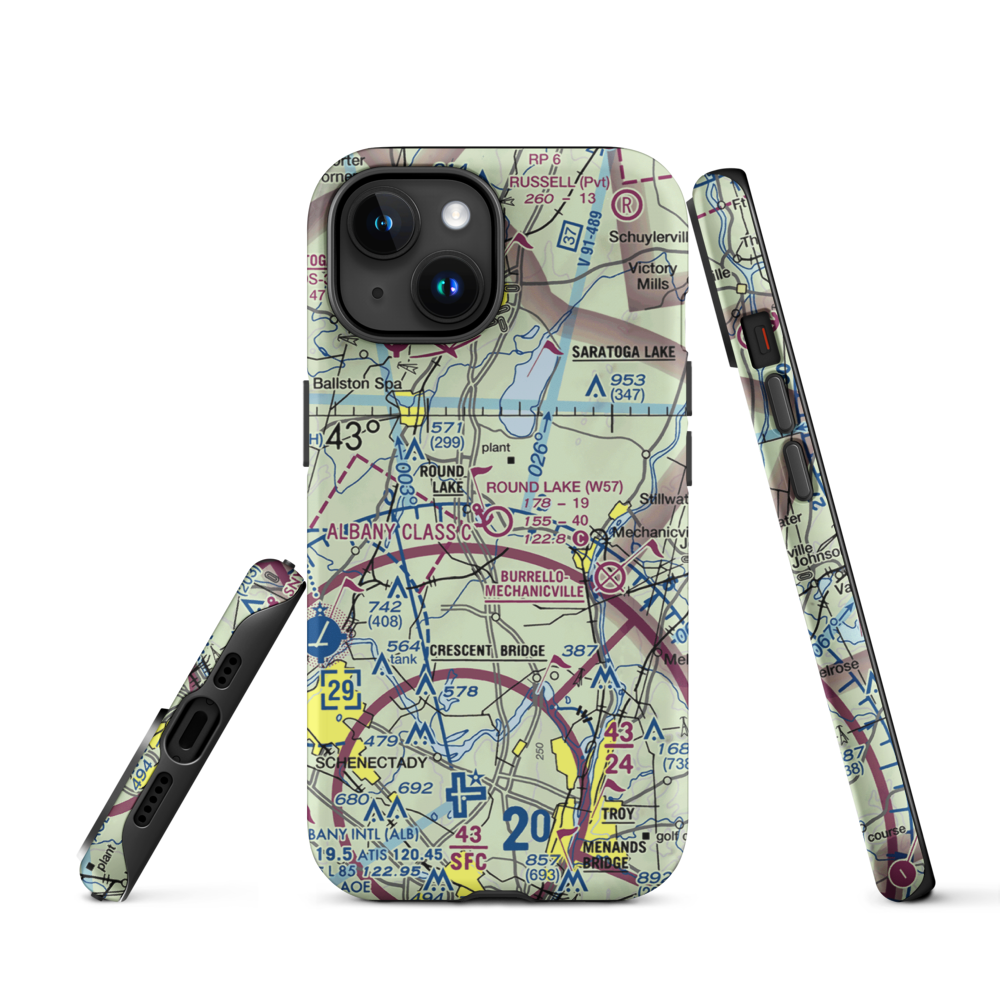 Round Lake Airport and Seaplane Base (W57) VFR Sectional  Tough iPhone Case iPhone 15 model shown