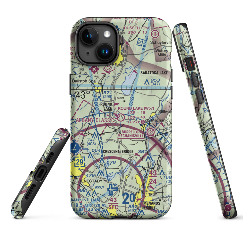 Round Lake Airport and Seaplane Base (W57) VFR Sectional  Tough iPhone Case iPhone 15 Plus model shown