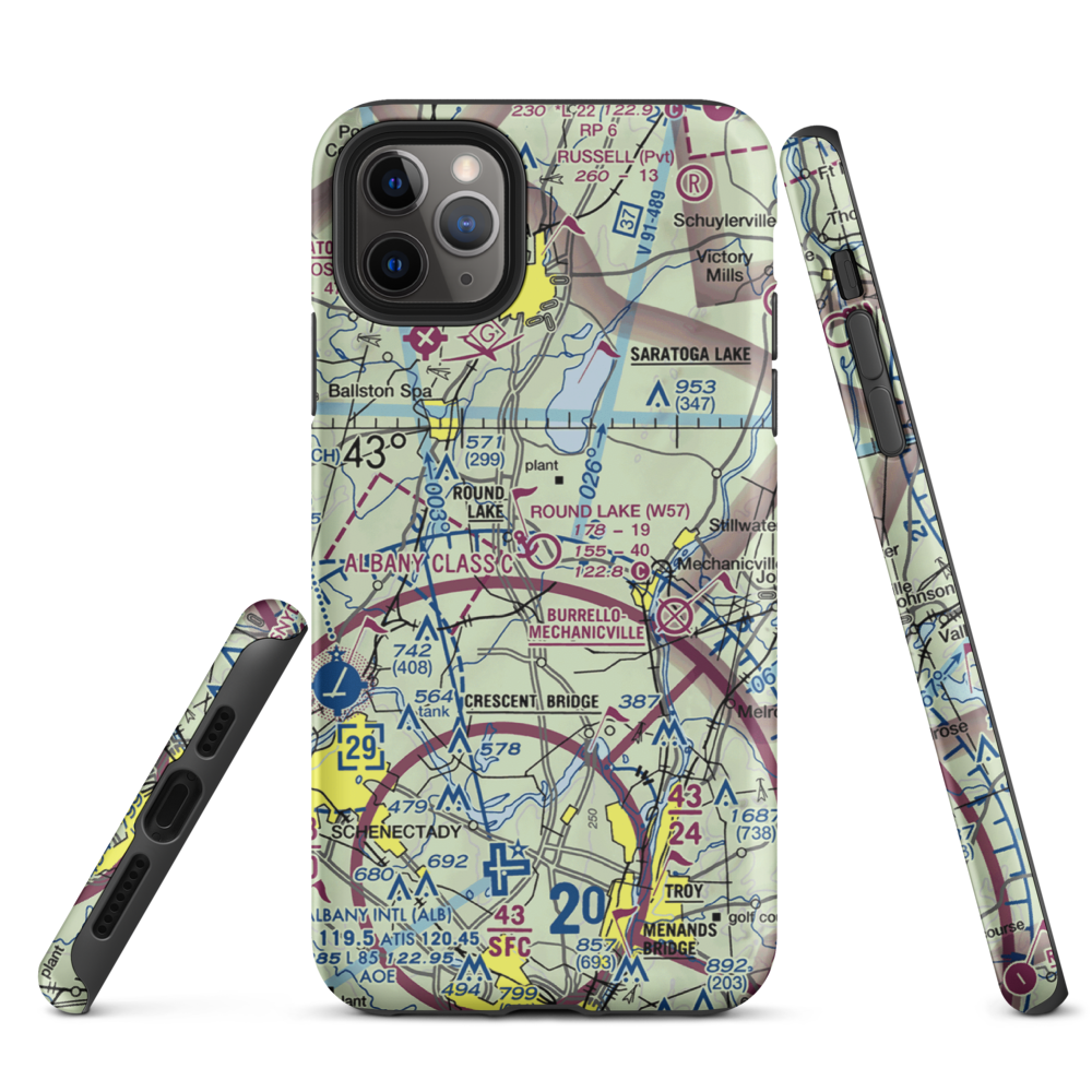 Round Lake Airport and Seaplane Base (W57) VFR Sectional  Tough iPhone Case iPhone 11 Pro Max model shown