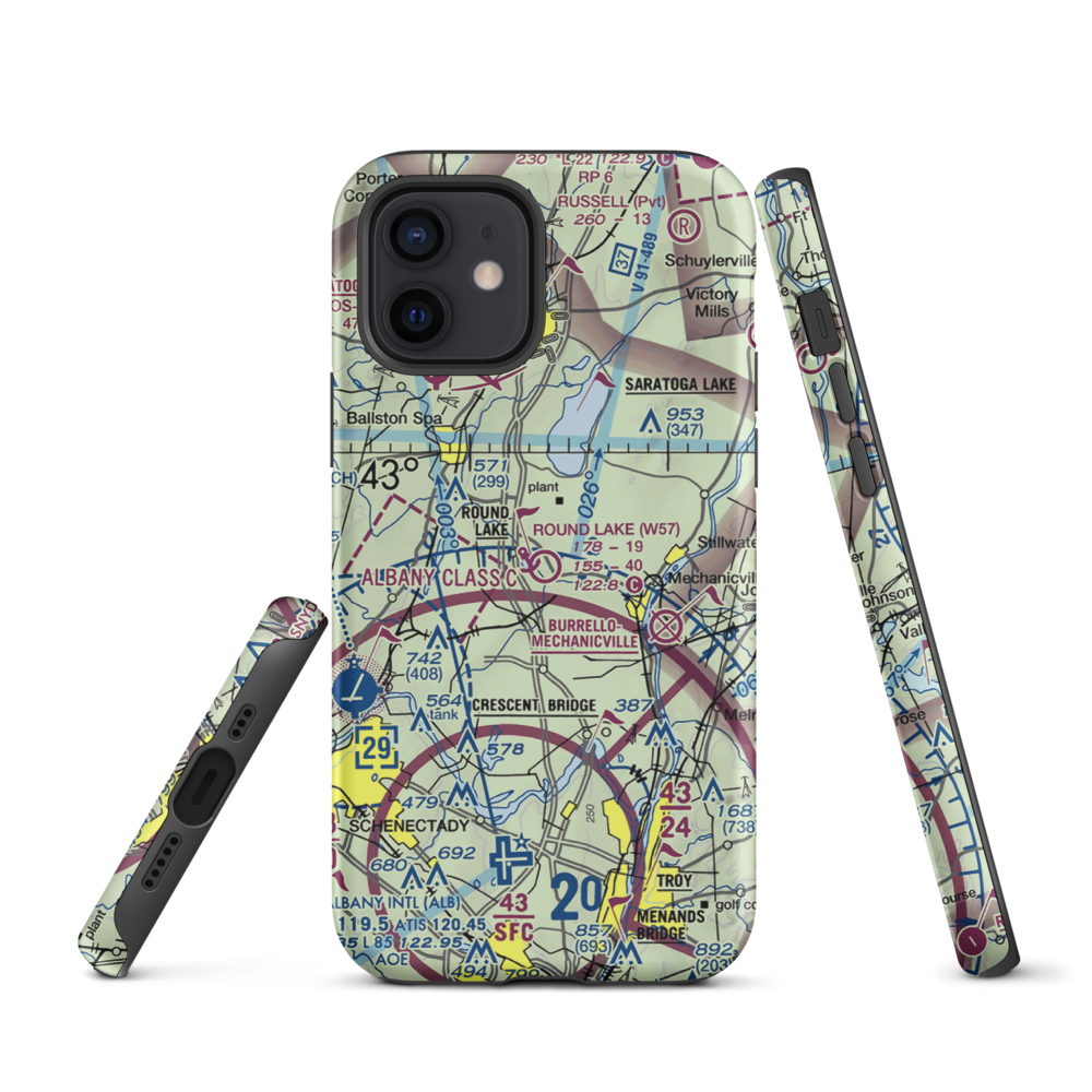 Round Lake Airport and Seaplane Base (W57) VFR Sectional  Tough iPhone Case iPhone 12 model shown