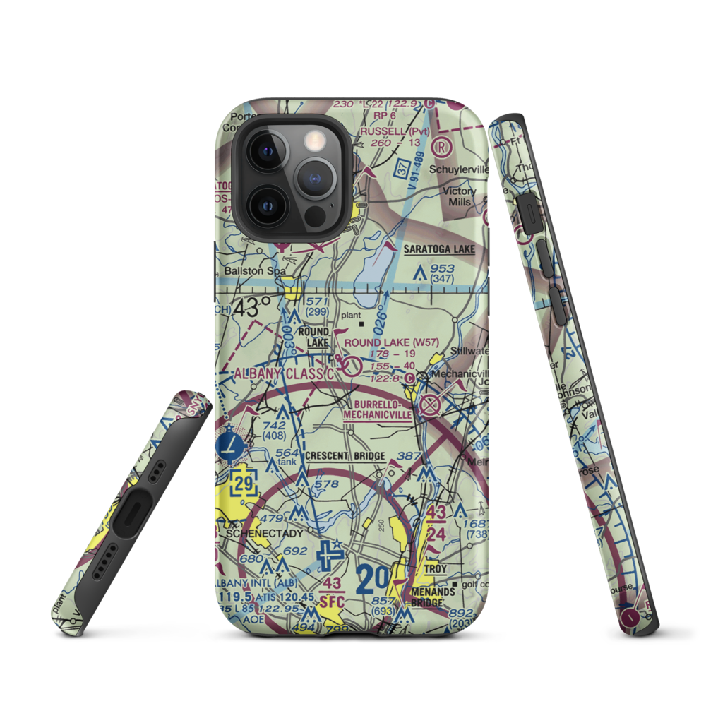 Round Lake Airport and Seaplane Base (W57) VFR Sectional  Tough iPhone Case iPhone 12 Pro model shown