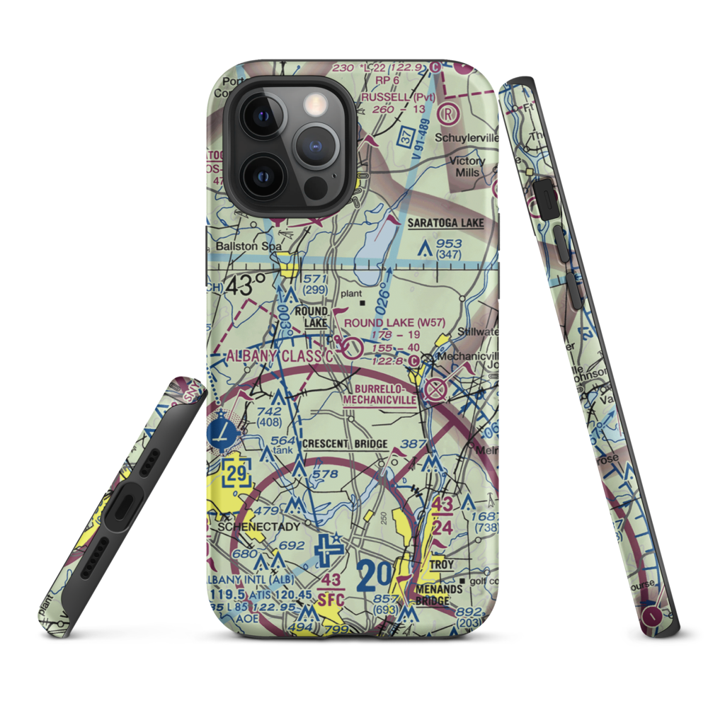Round Lake Airport and Seaplane Base (W57) VFR Sectional  Tough iPhone Case iPhone 12 Pro Max model shown