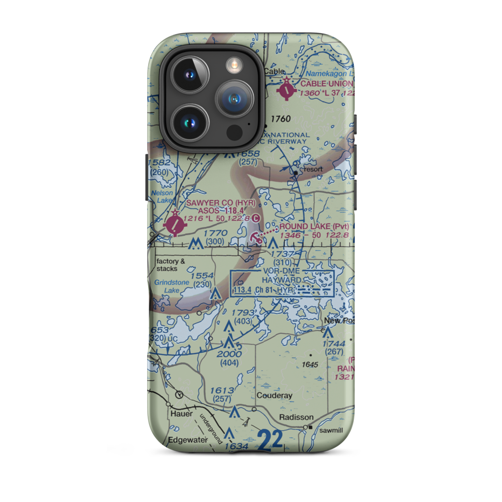 Round Lake Seaplane Base (WS24) VFR Sectional  Tough iPhone Case iPhone 16 Pro Max model shown