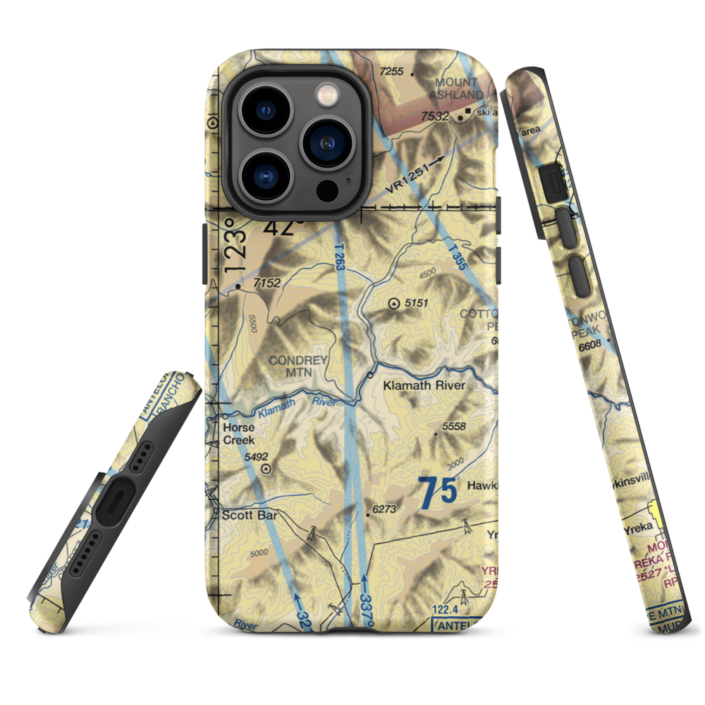 Round Mountain Ranch Airport (CA09) VFR Sectional  Tough iPhone Case iPhone 14 Pro Max model shown