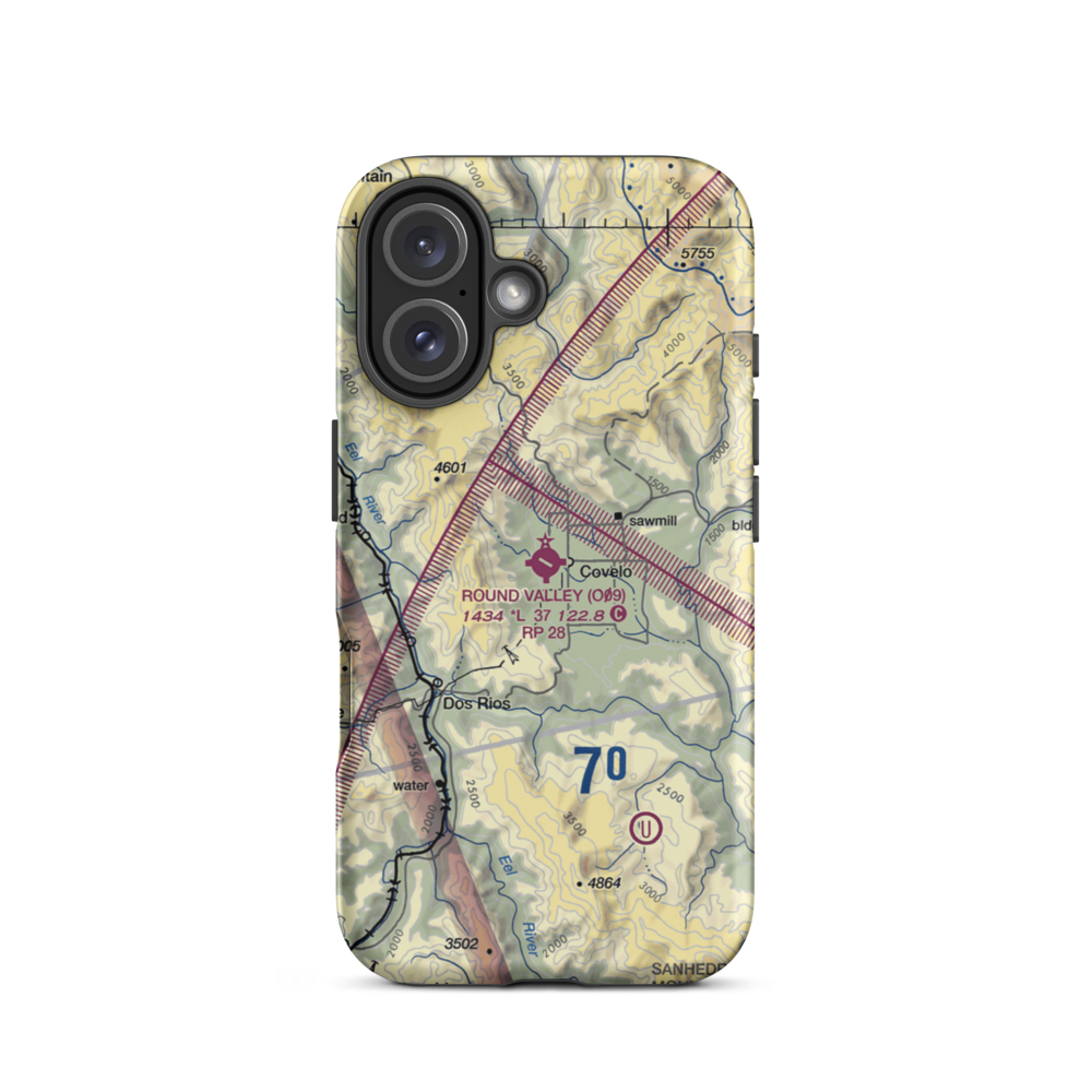 Round Valley Airport (O09) VFR Sectional  Tough iPhone Case iPhone 16 model shown