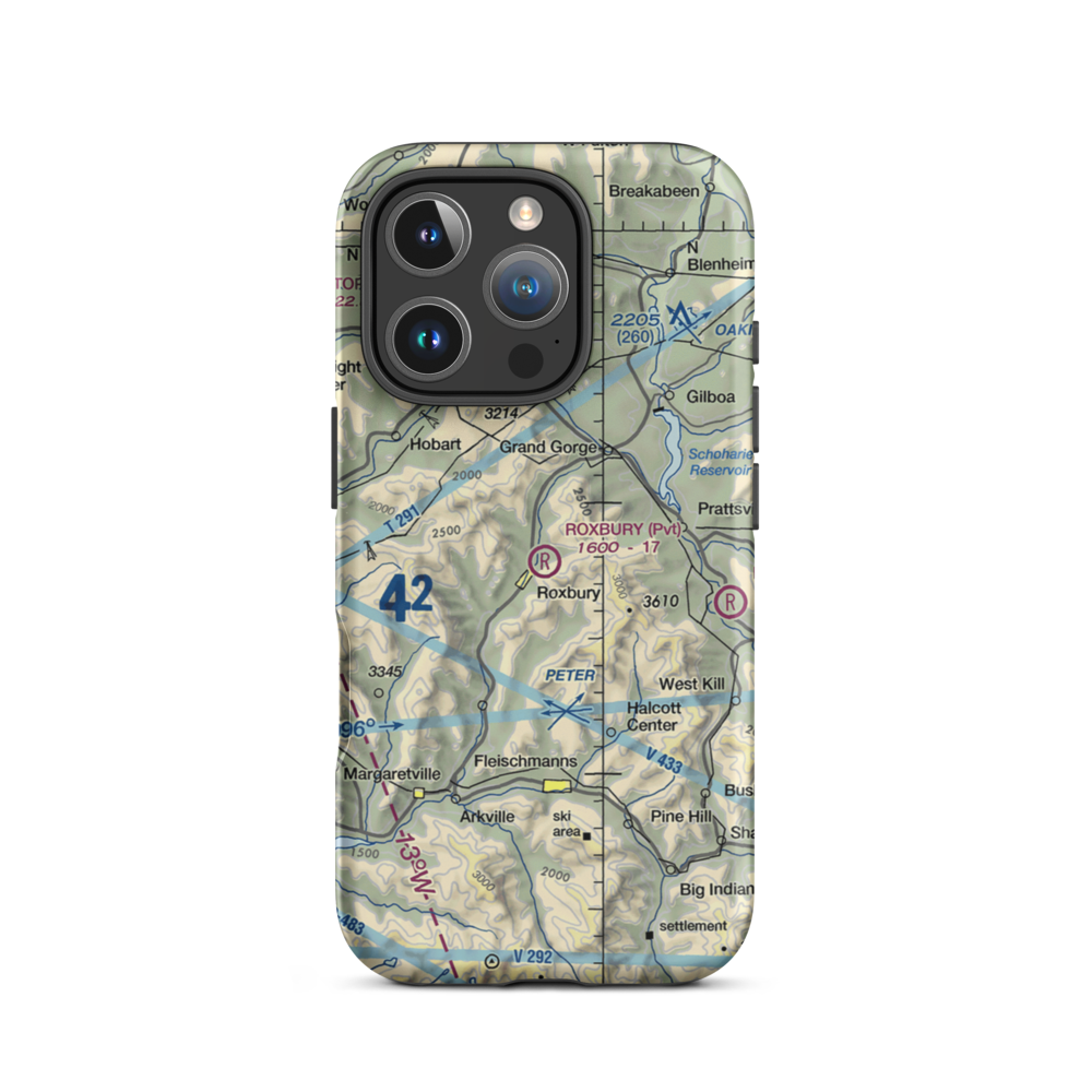 Roxbury Runway Airport (1NK0) VFR Sectional  Tough iPhone Case iPhone 16 Pro model shown