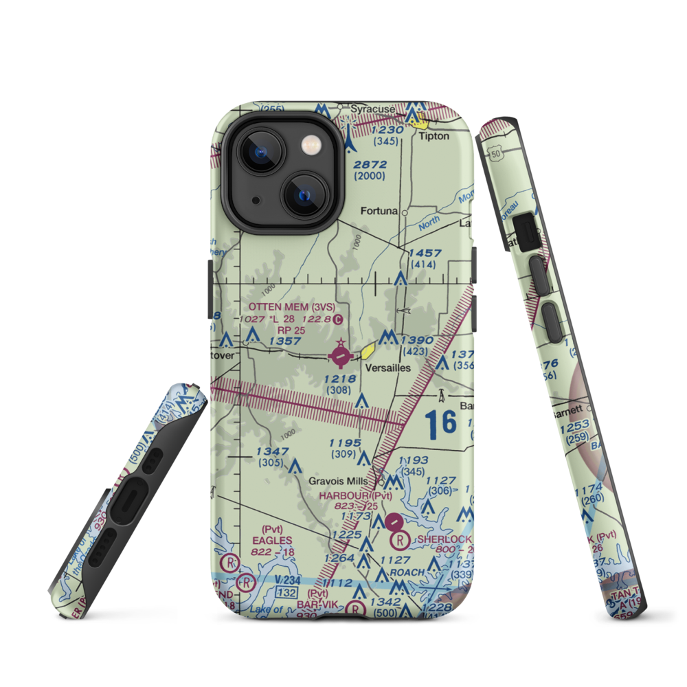 Roy Otten Memorial Airfield (3VS) VFR Sectional  Tough iPhone Case iPhone 14 model shown