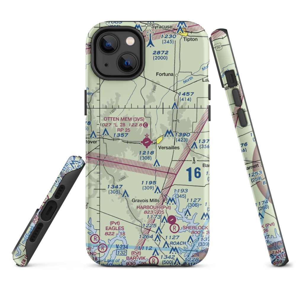 Roy Otten Memorial Airfield (3VS) VFR Sectional  Tough iPhone Case iPhone 14 Plus model shown