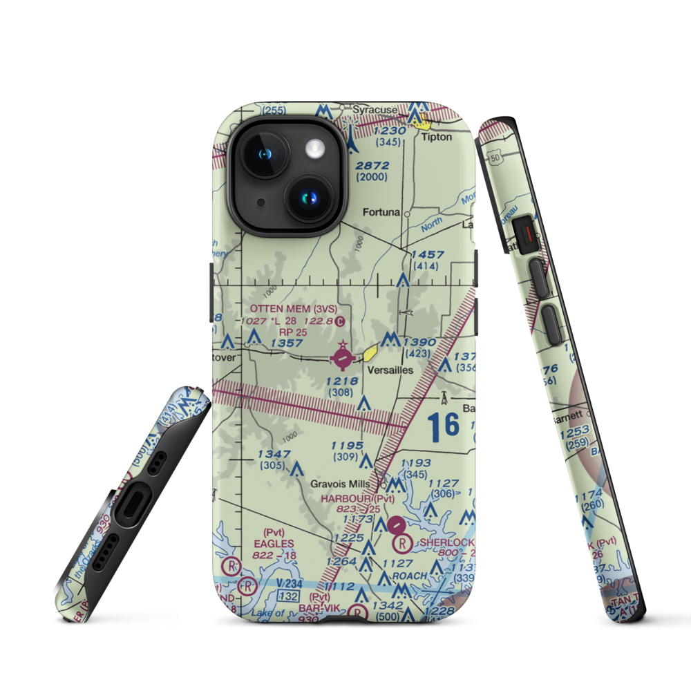 Roy Otten Memorial Airfield (3VS) VFR Sectional  Tough iPhone Case iPhone 15 model shown