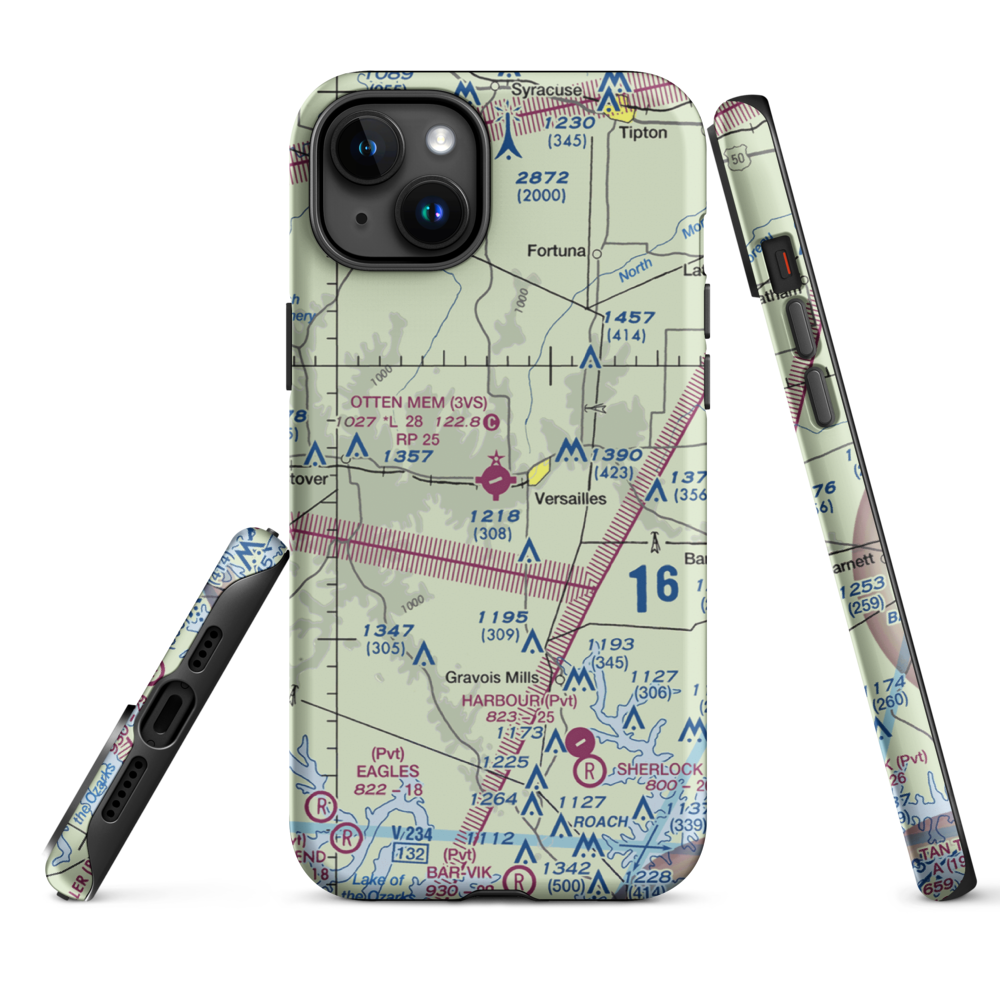 Roy Otten Memorial Airfield (3VS) VFR Sectional  Tough iPhone Case iPhone 15 Plus model shown