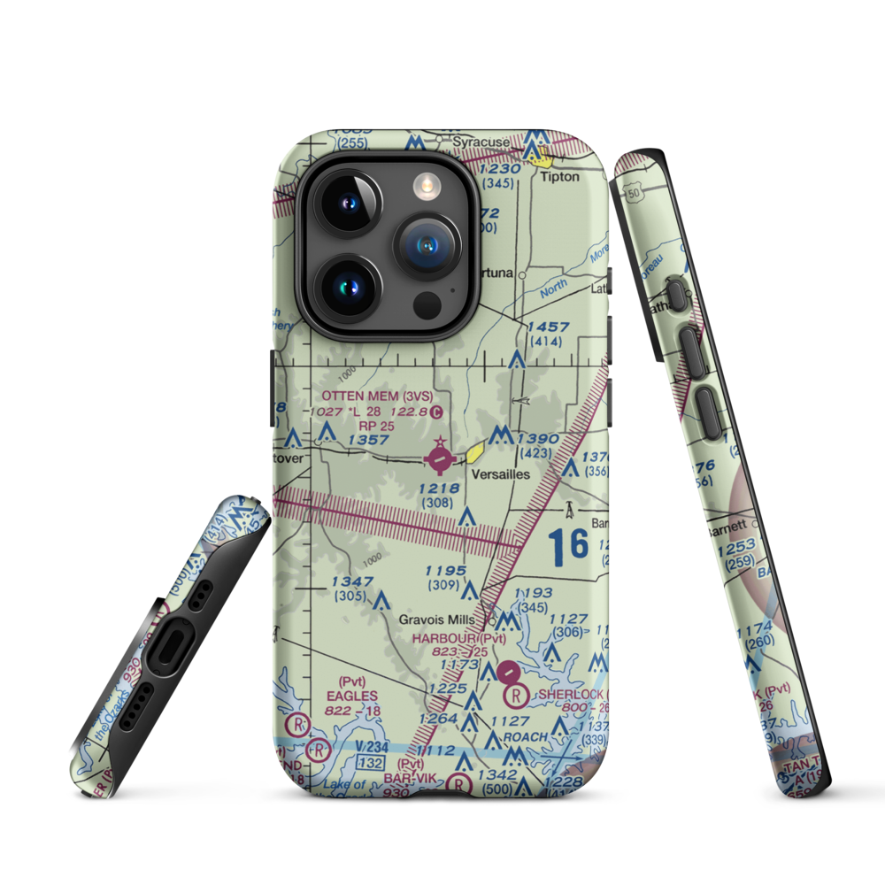 Roy Otten Memorial Airfield (3VS) VFR Sectional  Tough iPhone Case iPhone 15 Pro model shown