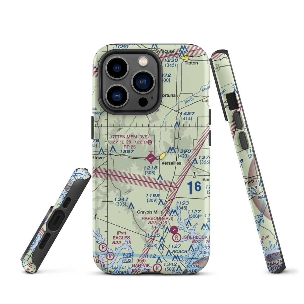 Roy Otten Memorial Airfield (3VS) VFR Sectional  Tough iPhone Case iPhone 13 Pro model shown