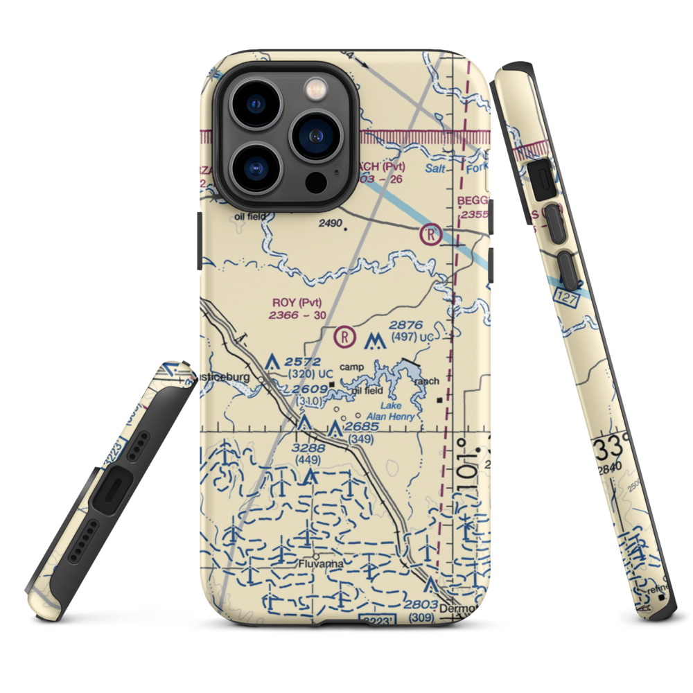 Roy Ranch Airport (TS21) VFR Sectional  Tough iPhone Case iPhone 13 Pro Max model shown