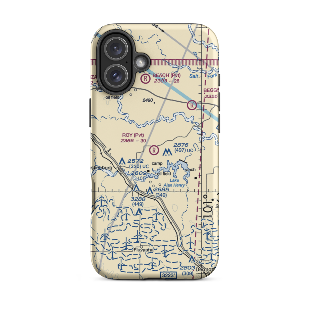 Roy Ranch Airport (TS21) VFR Sectional  Tough iPhone Case iPhone 16 Plus model shown