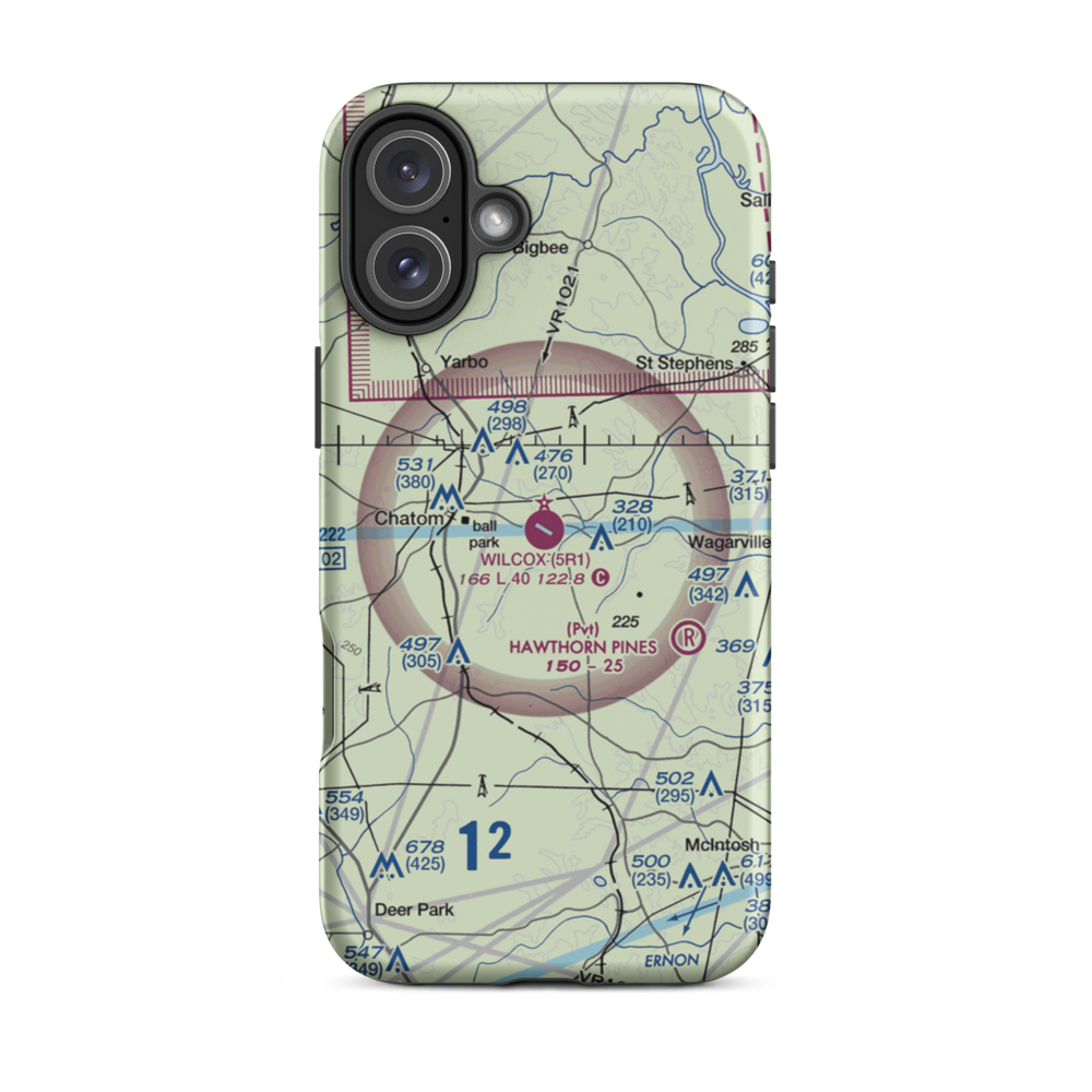 Roy Wilcox Airport (5R1) VFR Sectional  Tough iPhone Case iPhone 16 Plus model shown