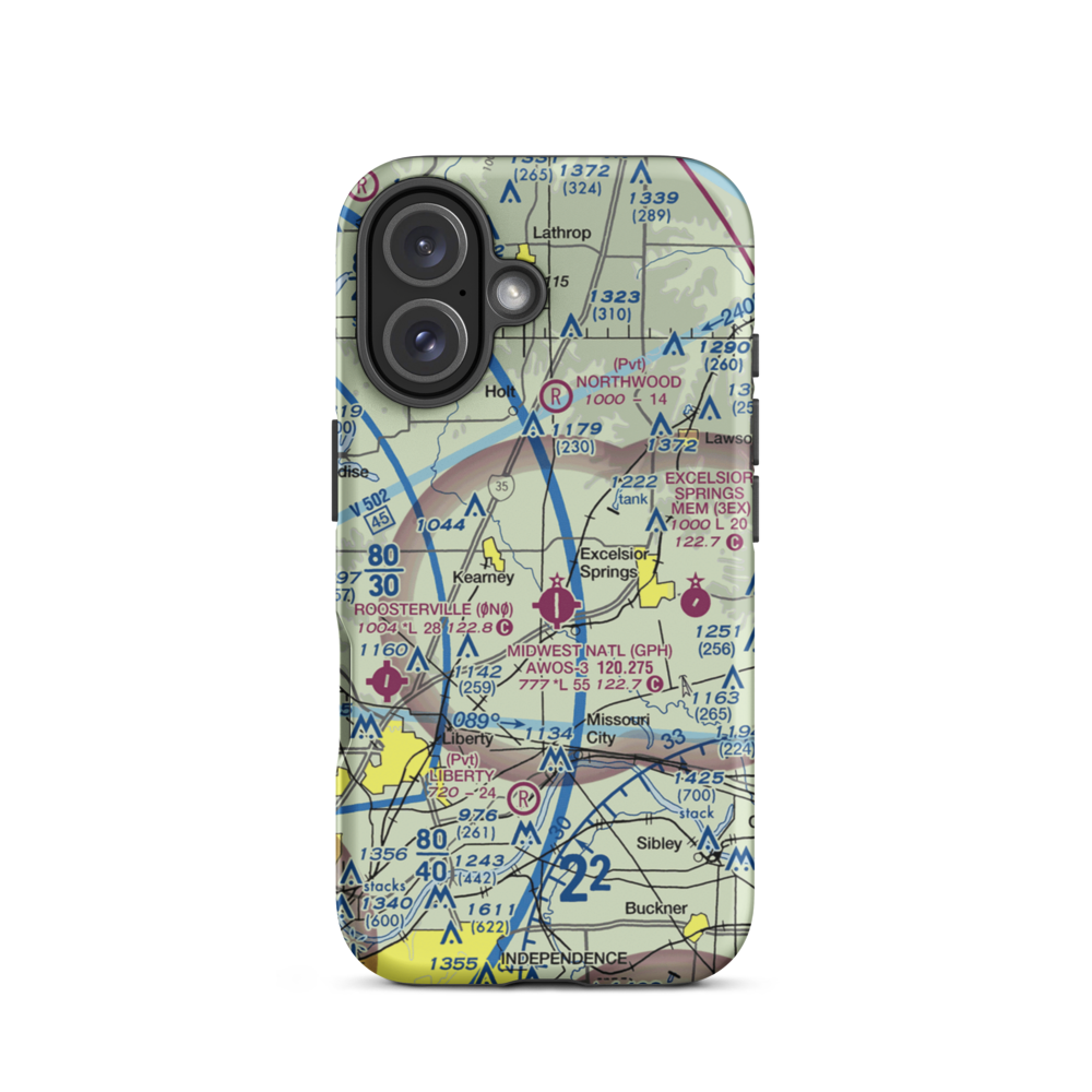 Royal Wood Aerodrome (20MO) VFR Sectional  Tough iPhone Case iPhone 16 model shown