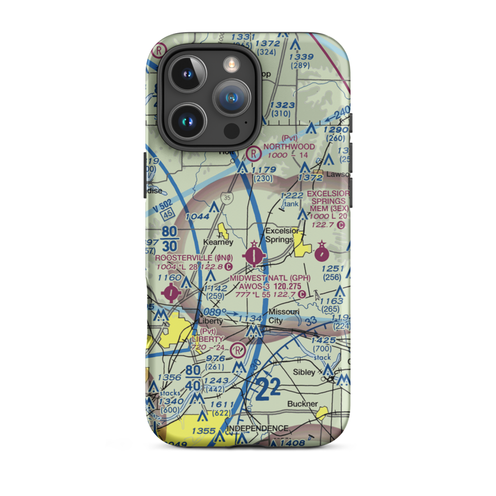 Royal Wood Aerodrome (20MO) VFR Sectional  Tough iPhone Case iPhone 16 Pro Max model shown