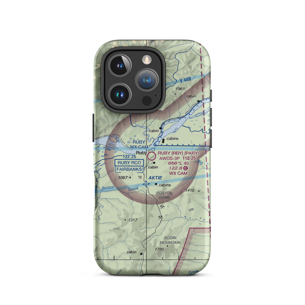 Ruby Airport (RBY) VFR Sectional  Tough iPhone Case iPhone 16 Pro model shown