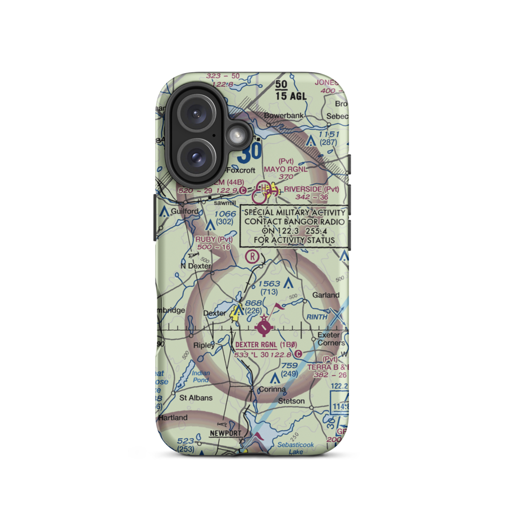 Ruby Field (ME32) VFR Sectional  Tough iPhone Case iPhone 16 model shown