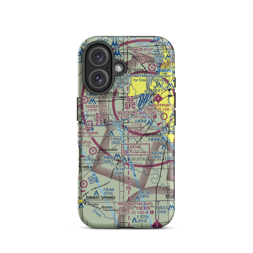 Rucker Airport (SN34) VFR Sectional  Tough iPhone Case iPhone 16 model shown