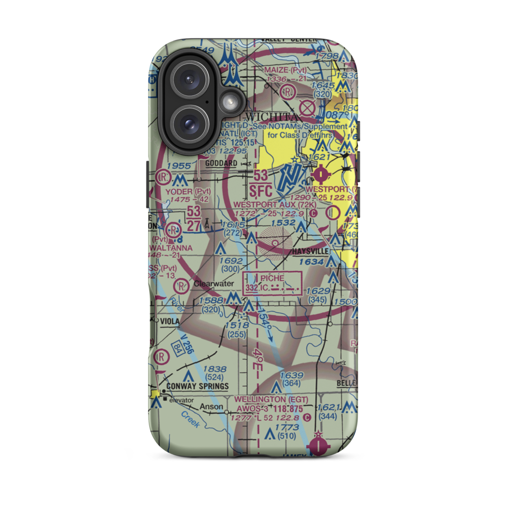Rucker Airport (SN34) VFR Sectional  Tough iPhone Case iPhone 16 Plus model shown