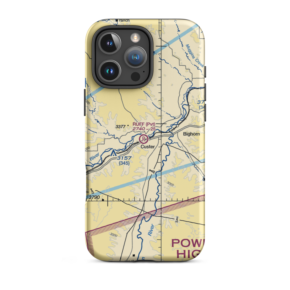 Ruff Airport (MT34) VFR Sectional  Tough iPhone Case iPhone 16 Pro Max model shown