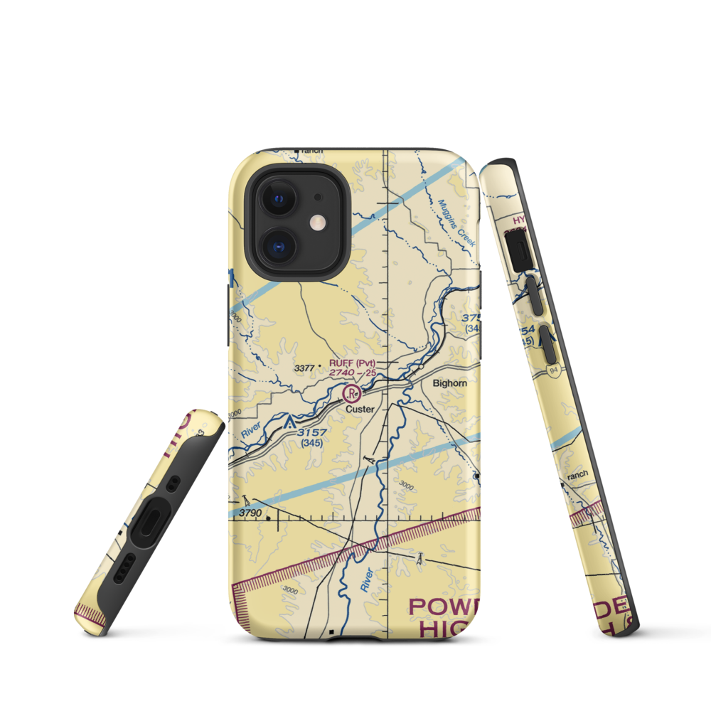Ruff Airport (MT34) VFR Sectional  Tough iPhone Case iPhone 12 mini model shown