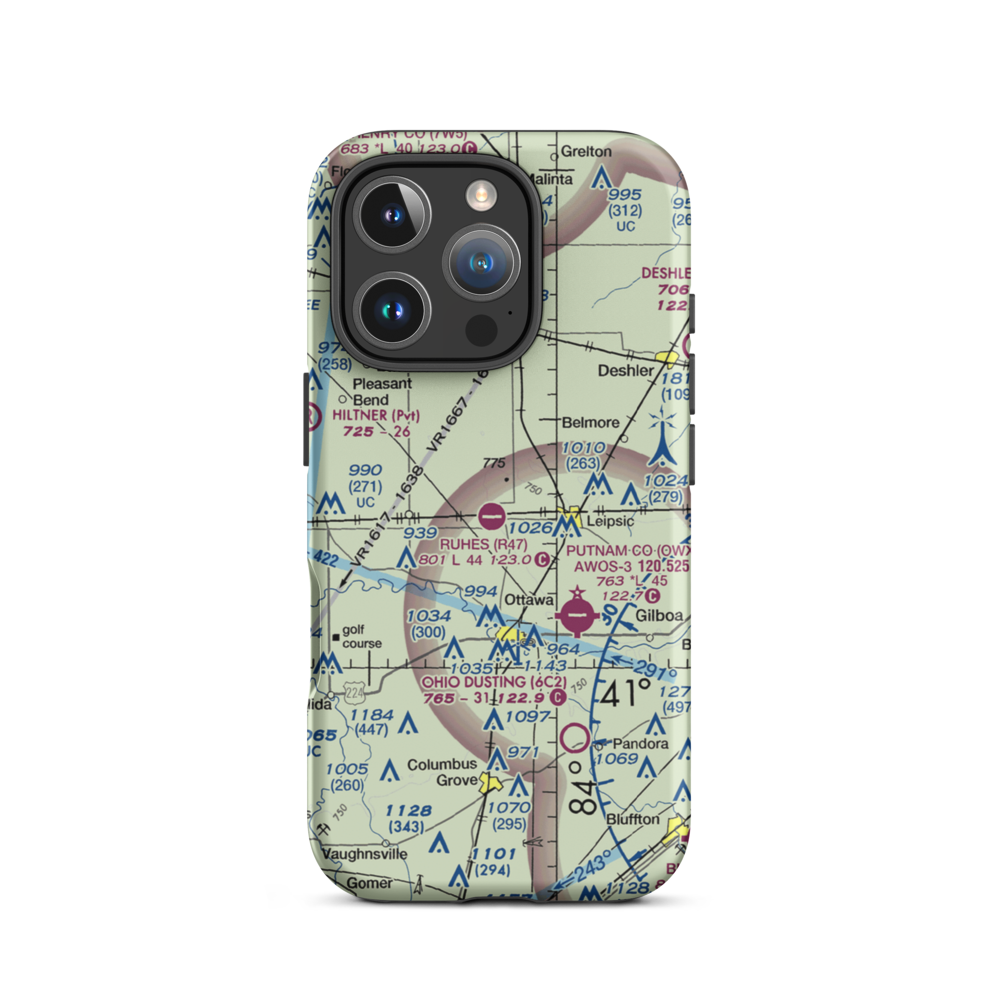 Ruhe's Airport (R47) VFR Sectional  Tough iPhone Case iPhone 16 Pro model shown