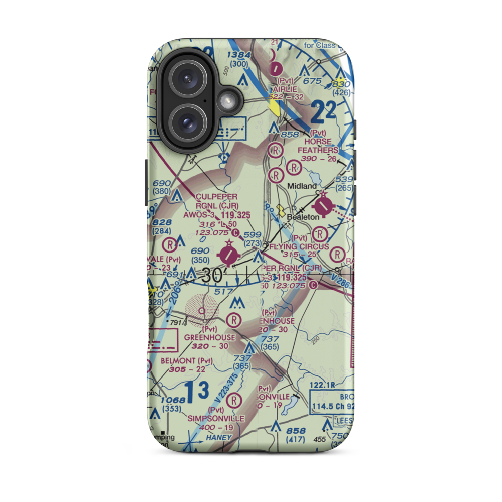 Rular Airport (VG07) VFR Sectional  Tough iPhone Case iPhone 16 Plus model shown