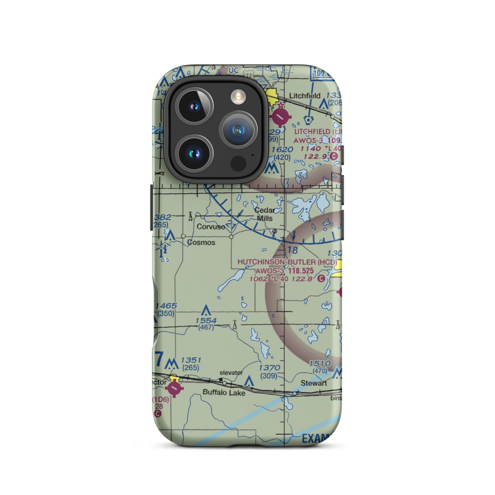 Runke's Field (MN20) VFR Sectional  Tough iPhone Case iPhone 16 Pro model shown