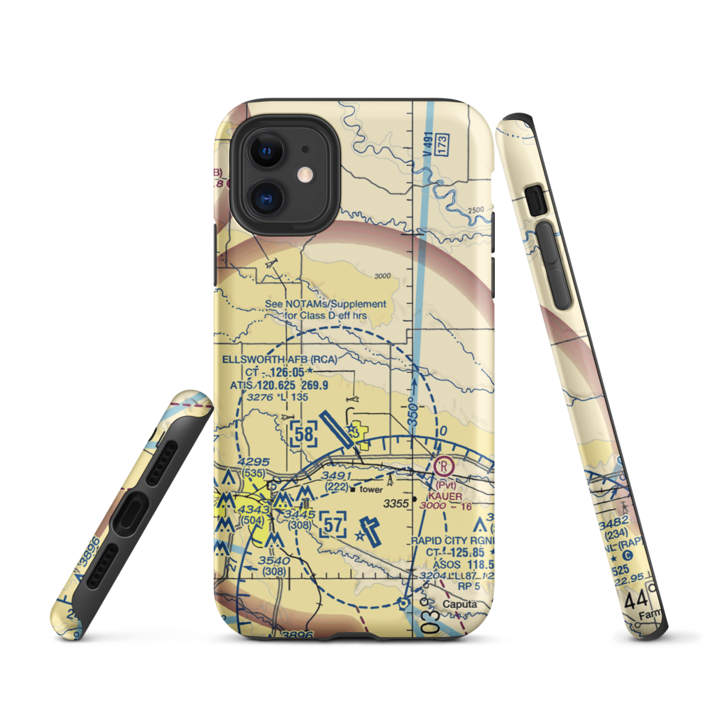 Running Colors Airport (3SD6) VFR Sectional  Tough iPhone Case iPhone 11 model shown