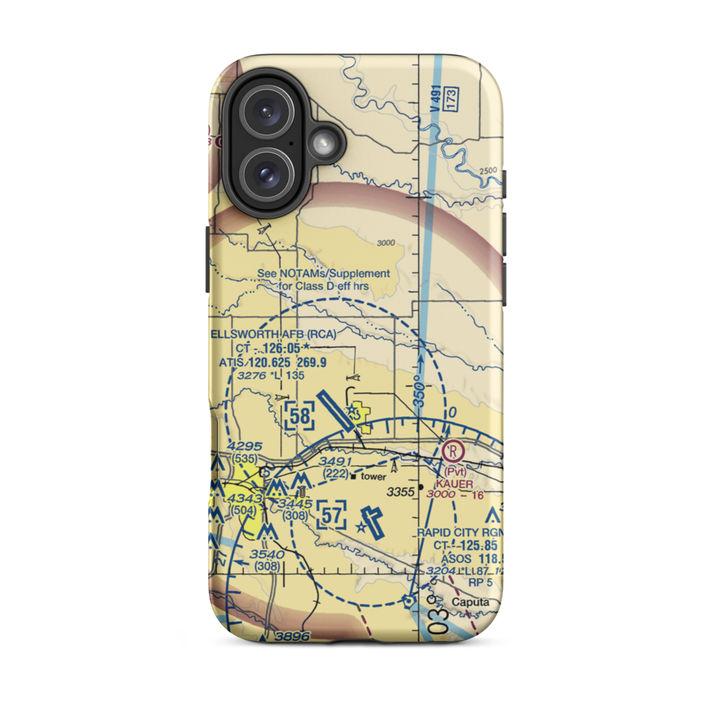 Running Colors Airport (3SD6) VFR Sectional  Tough iPhone Case iPhone 16 Plus model shown