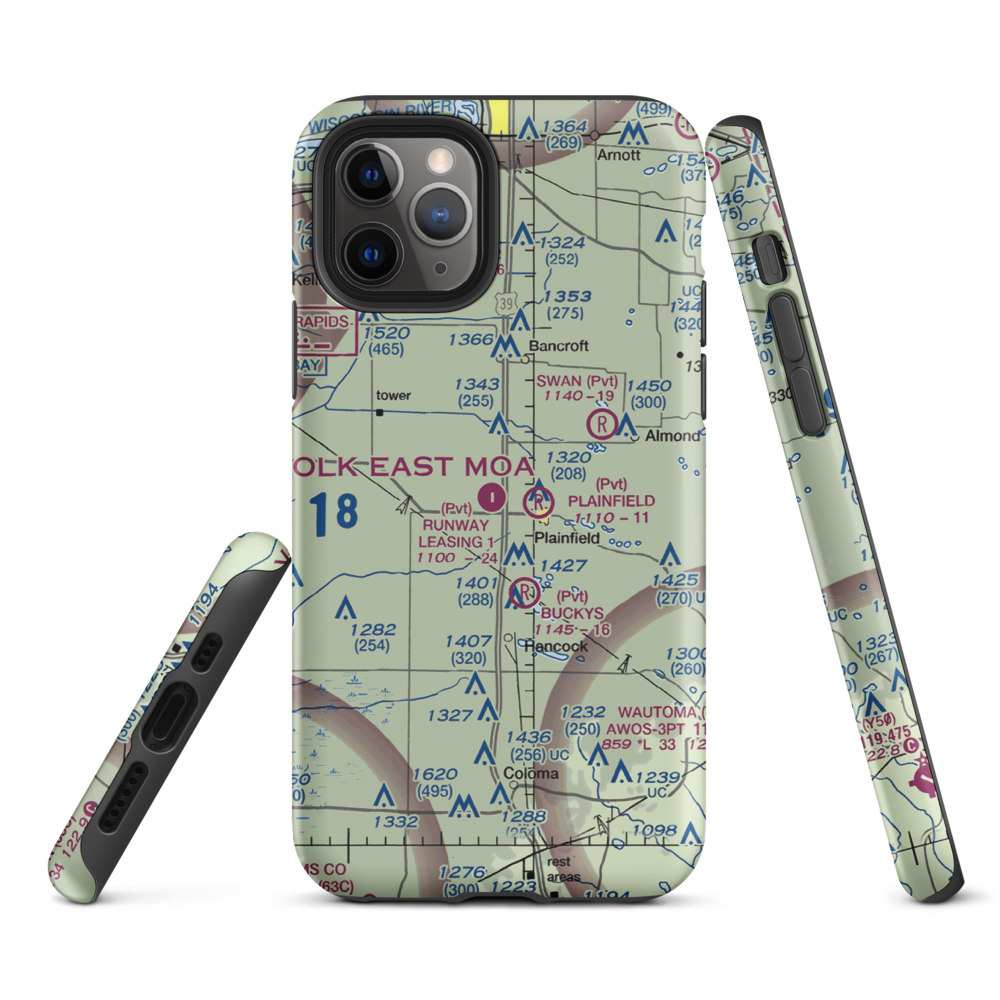 Runway Leasing Inc Nr 1 Airport (8WI2) VFR Sectional  Tough iPhone Case iPhone 11 Pro model shown