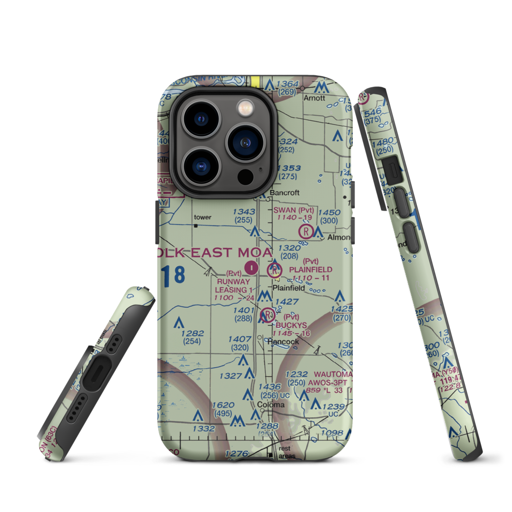 Runway Leasing Inc Nr 1 Airport (8WI2) VFR Sectional  Tough iPhone Case iPhone 14 Pro model shown